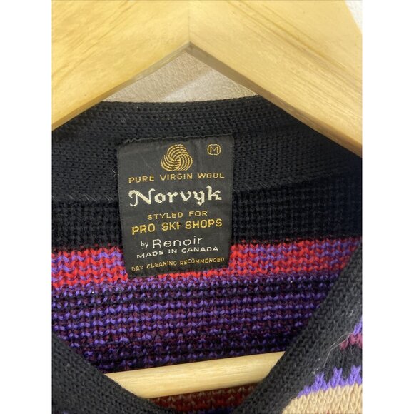 Vintage Norvyk by Ren-Dale Men M Wool Ski Nordic Cardigan Sweater Fair Isle - Picture 3 of 6